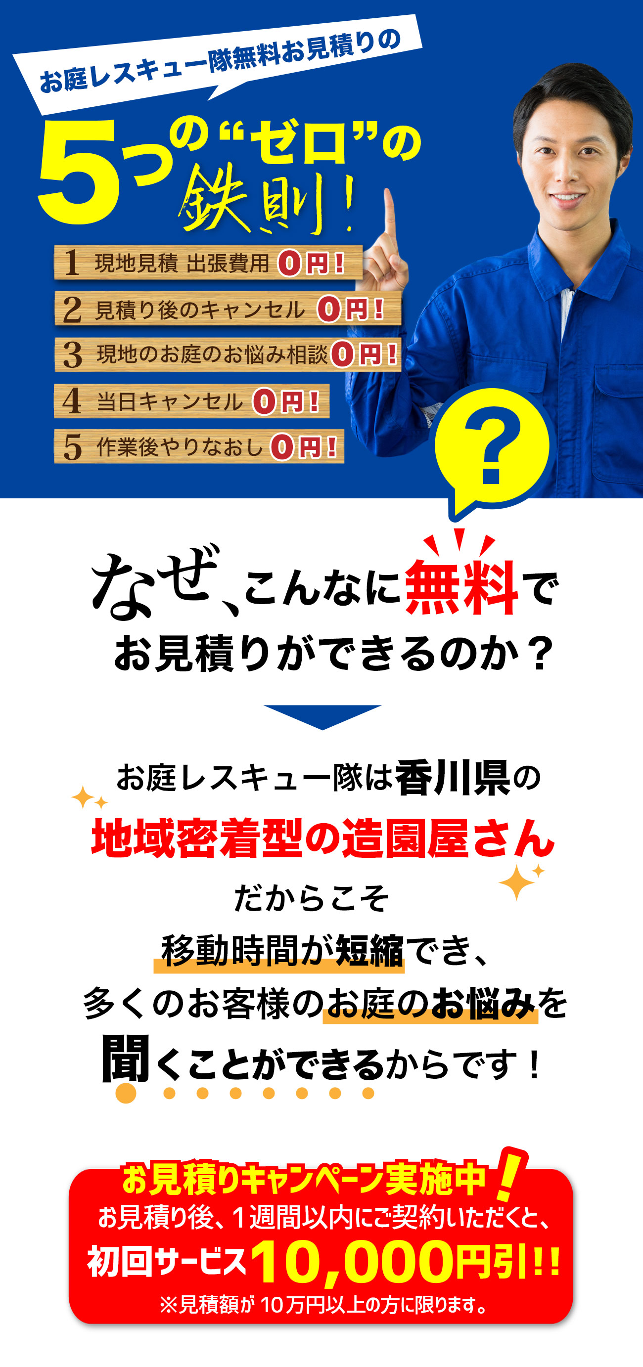 お庭レスキュー隊無料お見積りの5つの“ゼロ”の鉄則